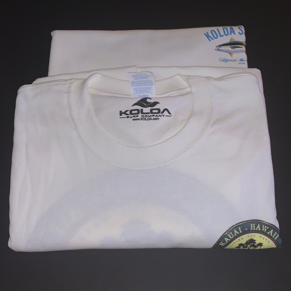 2 White Short Sleeve Graphic Tees Koloa New 2XLT